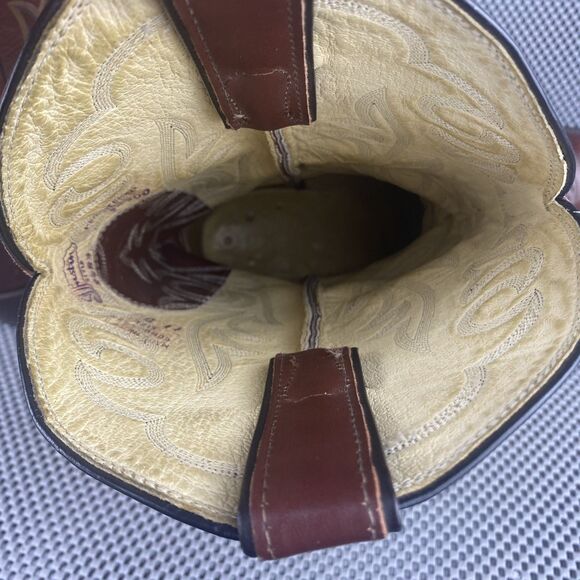 Vintage Justin Cowboy Boots Mens Size 11 D Brown Exotic Skin Western Pull On main image 4